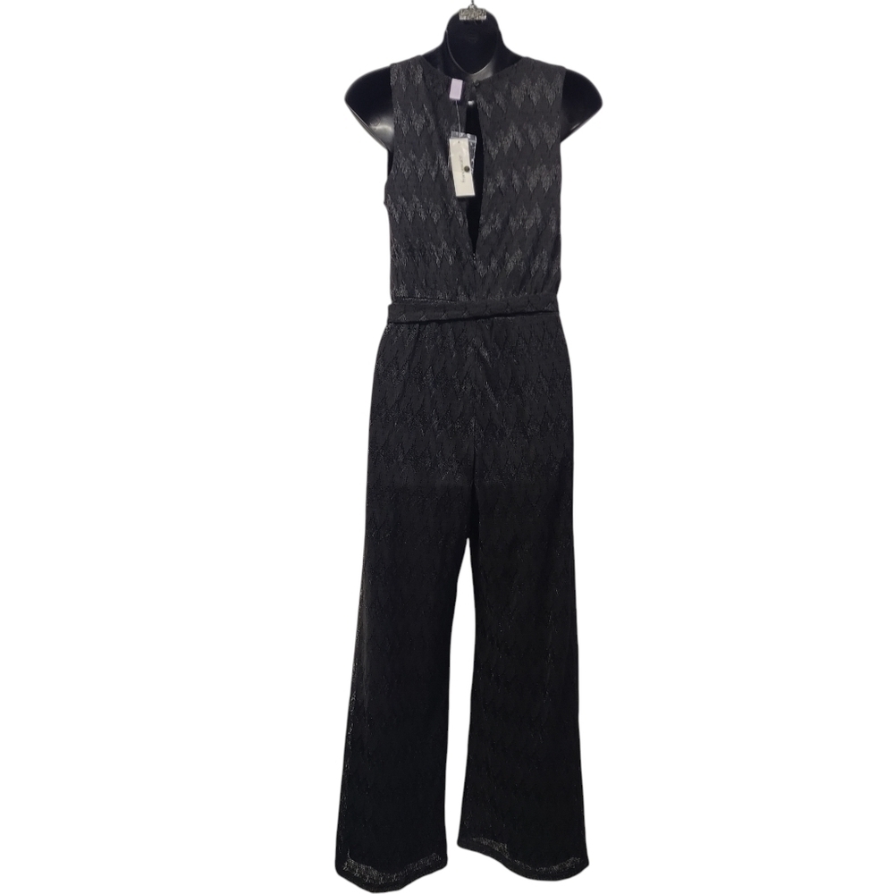 Francesca's Womens Black Lace Vneck Sleeveless Belated Romper Jumpsuits XS NWT - Picture 2 of 10